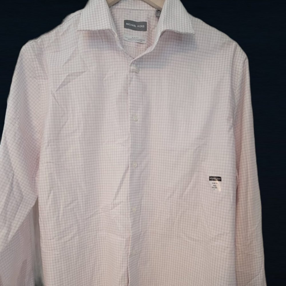 MICHEAL KORS SLIM FIT AIRSOFT STRECH PINK CHECK